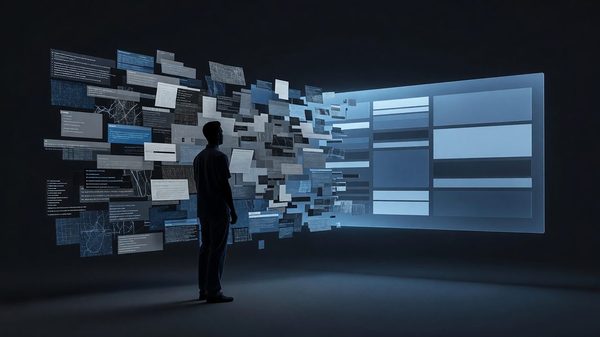 Frustrated physician squinting at a cluttered electronic health record screen
